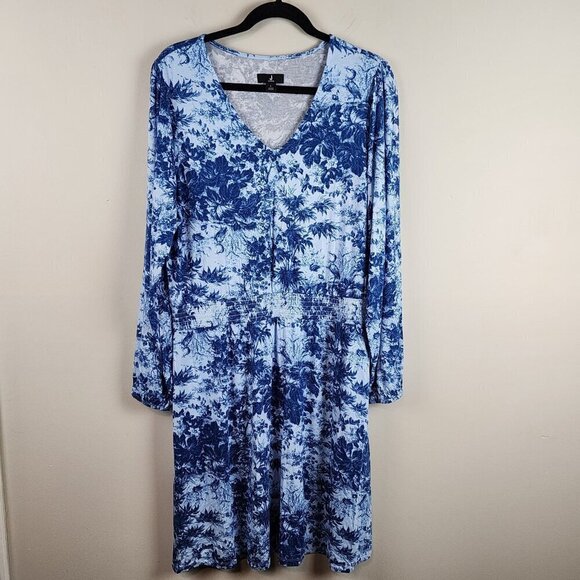 Jason Wu Dresses & Skirts - Jason Wu blue floral dress sz L women long sleeve stretchy
